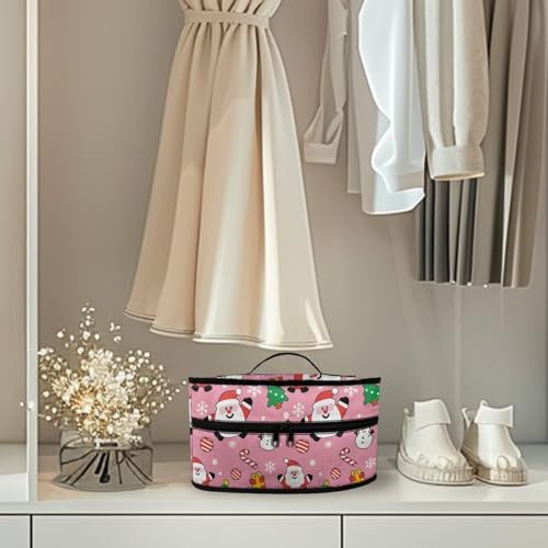 COEQINE Travel Portable Travel Bag for Clothes Irons Pink Christmas Print Lightweight Easy-Fold Design for Hotel Stay and Airport Transfer Ladies Holiday Essentials4