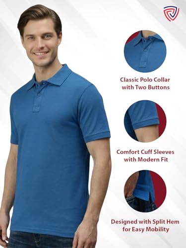Image of Lux Cozi Men's Cotton Solid Polo Tshirt | Collar Tshirts | Half Sleeves | Stylish & Premium All Day Wear | Pack of 1