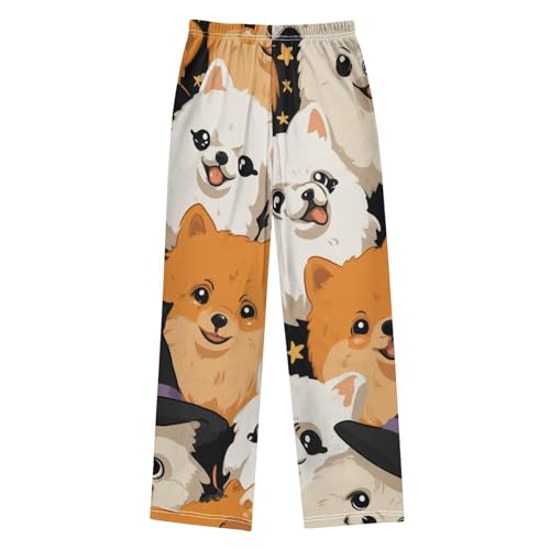 ZZXXB Pomeranian Witch Boys Long Pants Soft Trousers Elastic Waist Kids Lounge Bottoms with Pockets S-XL2