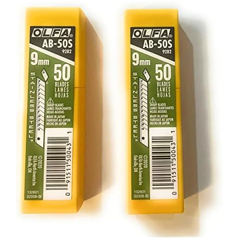 O L F A OLFA 9282 AB-50S 9mm Stainless Steel Snap-Off Blade, 50-Pack (2PACK), packaging may vary Cover