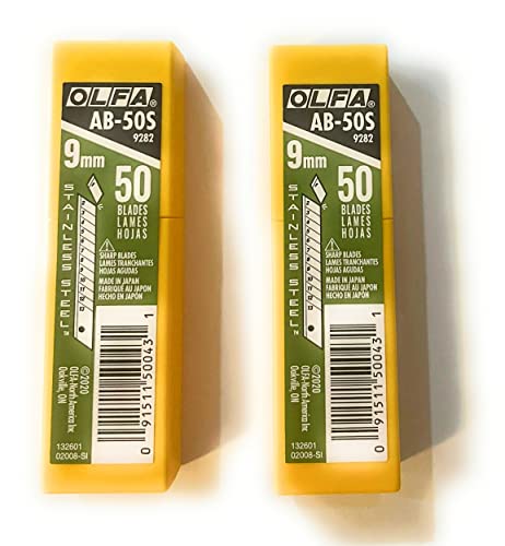 O L F A OLFA 9282 AB-50S 9mm Stainless Steel Snap-Off Blade 50-Pack (2PACK) packaging may vary