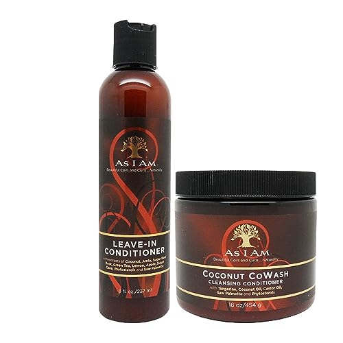 As I Am Leave-in Conditioner 8oz, Coconut Cowash Cleansing Conditioner 16oz "SET" by I AM