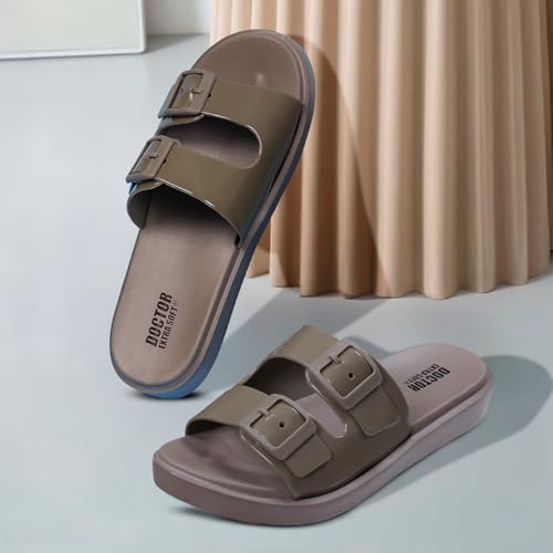 Image of DOCTOR EXTRA SOFT Women's Classic Cushion Sliders /Slippers with Adjustable Buckle Strap for Adult | Comfortable & LightWeight| Stylish & Anti-Skid|Waterproof & Everyday Flip Flops Ladies /Girls New-523