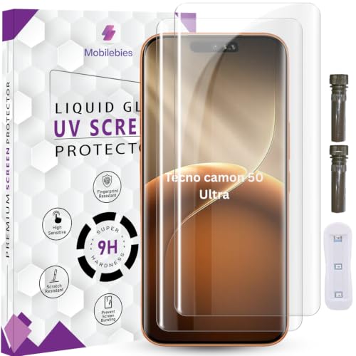 Image of Advanced HD+ UV Tempered Glass Screen Protector For Tecno Camon 50 Ultra 5G (6.78 Inch, Pack of 2) Full Adhesive UV Curved Screen Guard, Case Friendly with installation kit & Guide