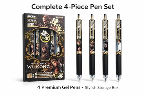 Image of Anime Gel Pen Set 4Pcs, Cute Cartoon Character Pens, 0.5mm Smooth Writing Black Or Blue Ink Pens, Kawaii Stationery Gift Set for Kids Girls Boys School Office Supplies