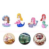 Pack of 4 Little Mermaid Cake Topper Decoration - Shell Mermaid Ariel Fairy Garden Supplies Birthday...