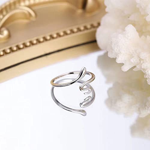 Belons Damen Ring 925 Sterling Silber Schlange Ring Offen Verstellbare Ringe für Mädchen Kinder