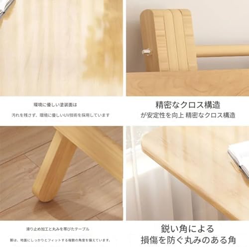 Qtxe天然木製 壁掛け折りたたみテーブル 省スペース 耐荷重 組立簡単 多用途 ベッドサイド キッチン インテリア (長さ70 幅70 高さ58cm) [5]