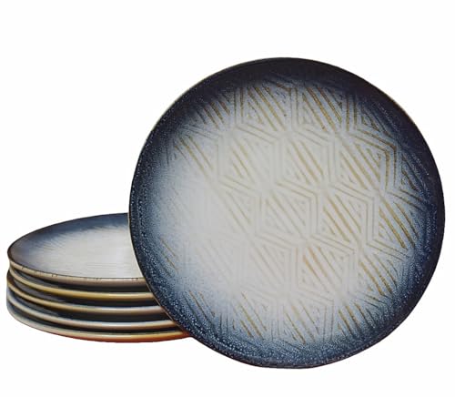 10.5” Stoneware Coupe Dinner Plates with Reactive Glaze Finish, Dishwasher Microwave Oven Safe, Ceramic and Round, Perfect for Salad, Dessert, Steak, Pasta (set of 6) (10.5