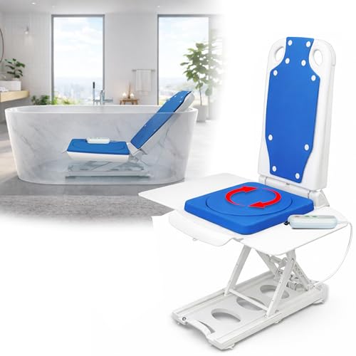 Platinum Health Tranquilo Premium Electric Bath Lift with Padded, SAFESWIVEL Rotating SEAT and Electric Recline. 300lb. Lifting Capacity and Extra High Lifting Range up to 21.5 inches.