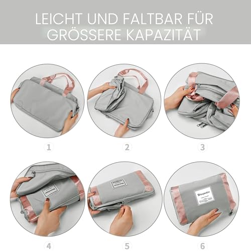 Airlines Untersitz-Kabinentasche, 50 x 32 x 28,5 cm, faltbar, Reisetasche, Handgepäck, Übernachtung, für Damen und Herren (mit Schultergurt), grau, Freizeit, Reisen