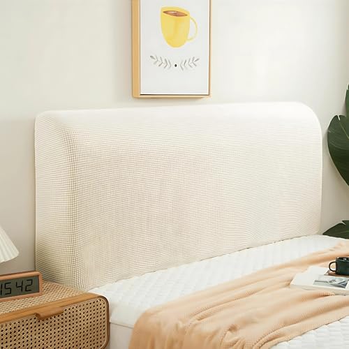Image of Moisture Wicking Bed Headboard Cover For King Size, Snug Fit Head Board Covers For Beds, Breathable And Washable Double Bed Back Cover, Universal Fit Headboard Slipcover For King Size Beds (Beige)