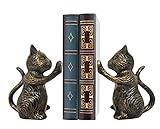 Cat Decorative Bookend - Heavy Duty Cast Iron Cat Bookend Support, Book Organizer Vintage Shelf Déco