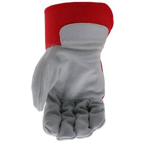 Boss Men's Guard Split Cowhide Leather Palm Work Gloves, Safety Cuff, Leather Knuckle Strap, Wing Thumb, Abrasion Resistant, Red/Gray, X-Large (B71011-Xl) #TOP3