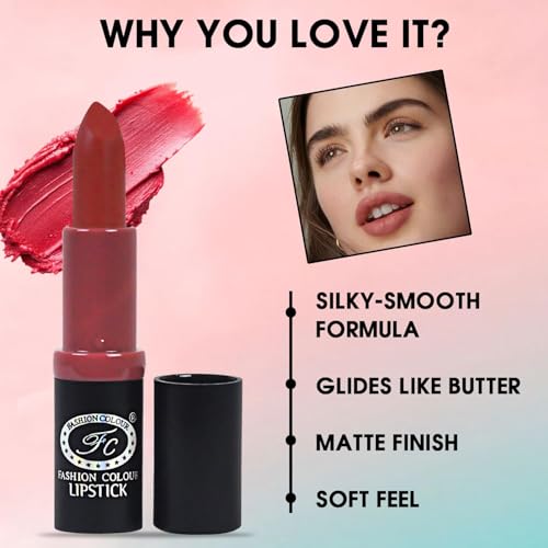 Image of FASHION COLOUR Fabulous Satin Matte | Long Stay Upto 6 Hrs | Waterproof | Smudge Proof and Lipstick for Women | Single Swipe Application | Matte Finish | 4g | Date Red