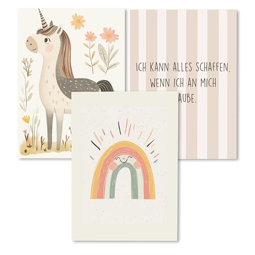 Kidsmood - Affirmationsposter für Kinderzimmer - Ermutigende bilder fürs Kinderzimmer Mädchen & Jungen – Babyzimmer Deko – Wandbilder Tiere für Kinderzimmer deko [Zauberwelt |30x40 cm ]