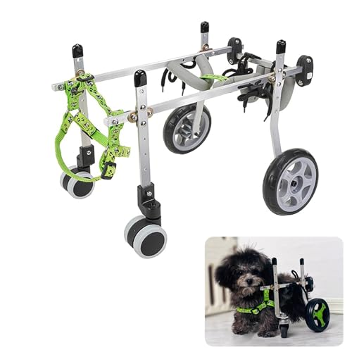 Fauteuil roulant chien XS orthopédique - Chariot alu à 4 roues pour rééducation complète