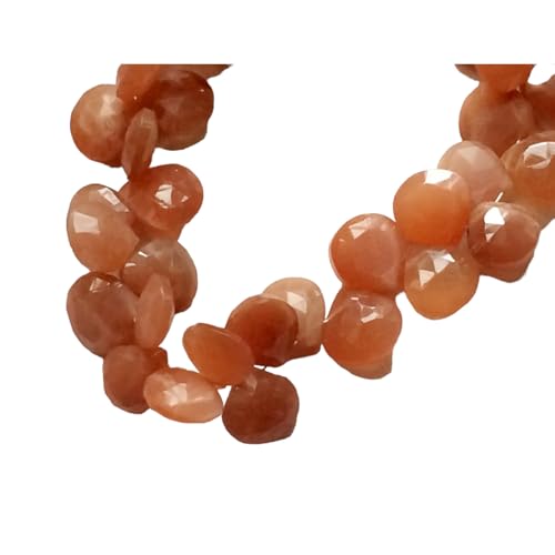 Perles de pierre de lune pêche 7-8mm en cœur pour créer vos bijoux bohèmes et élégants au quotidien