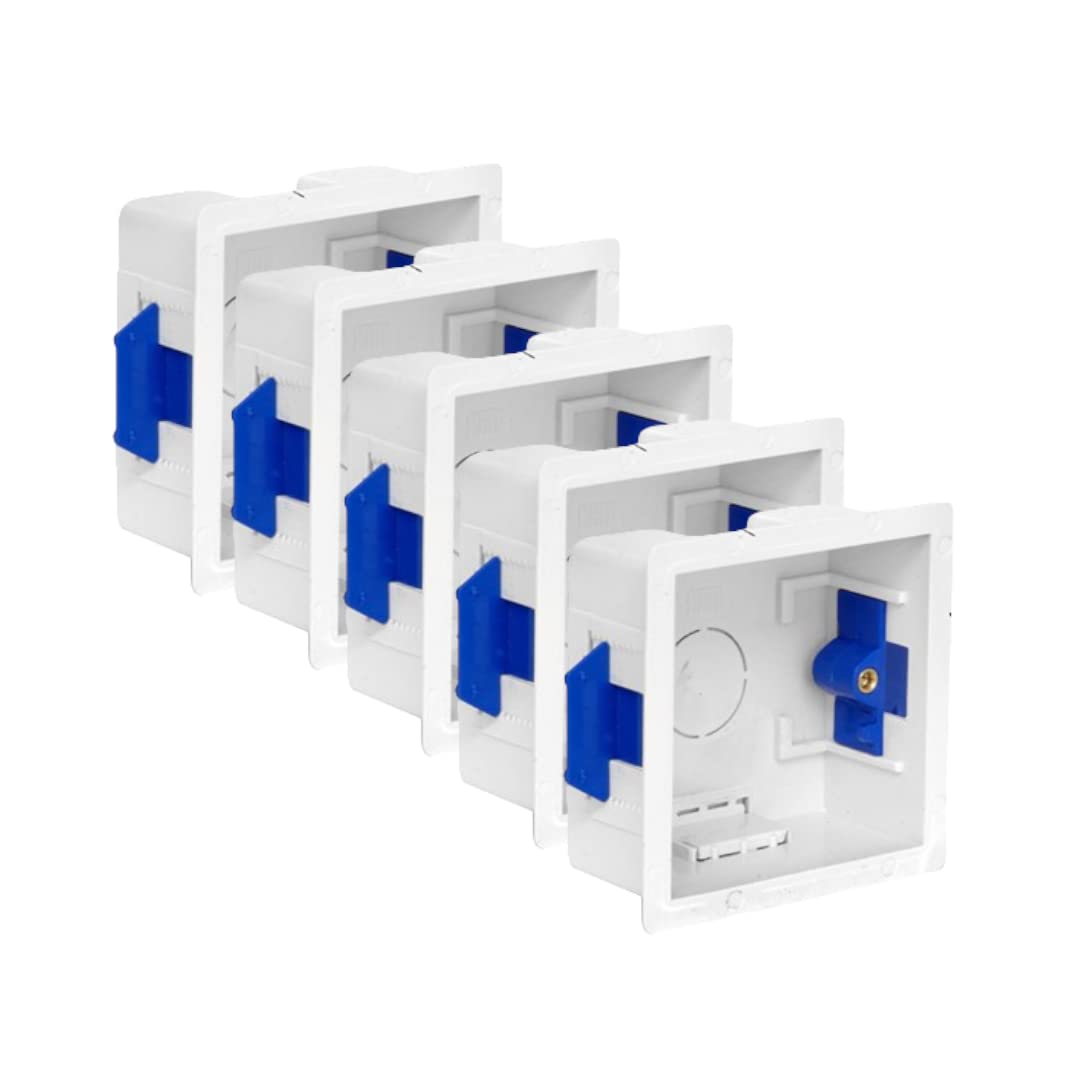 AXIOM 35-45mm Dry Lining Back Box Flush Wall Electrical Recessed Flush Mount Deep Pattress Box Fused Spur Euro Module Faceplates (1 Gang, 2 Gang, Dual, Triple) (45mm 1 Gang, 5)