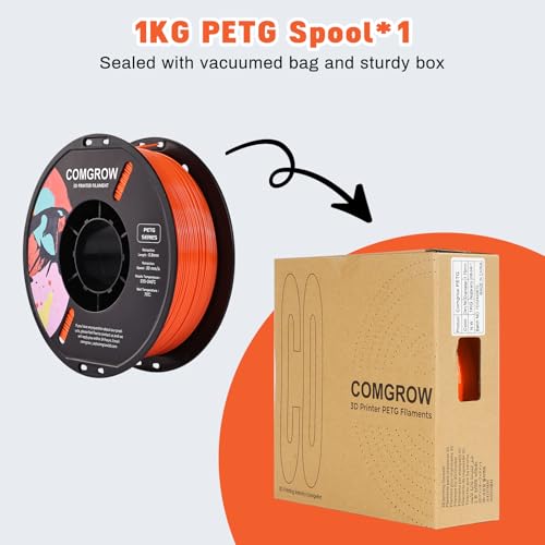 Image of Comgrow PETG 3D Printer Filament 1.75mm, High Precision and Tough 3D Printer Filament 1kg (2.2LBS), Dimensional Accuracy + /- 0.02 mm, Fit Most 3D Printers Orange