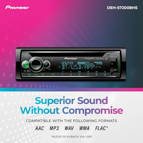 Image of Pioneer DEH-S7200BHS 1-Din CD Car Stereo with Bluetooth, USB /AUX. HD Radio