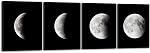 Wieco Art Modern 4 Piece Giclee Canvas Prints Stretched and Framed Moon Artwork Abstract Space Black and White Pictures Paintings on Canvas Wall Art for Home Office Decorations Wall Decor
