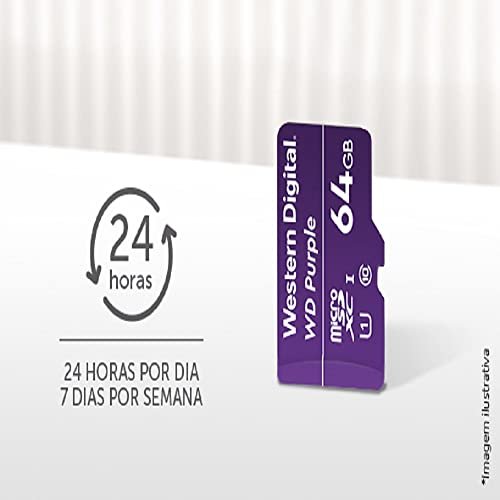 Cartão de Memória Com 3 anos de Garantia Micro SD 64GB WD Purple Intelbras