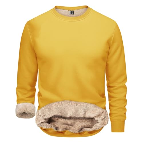 Mens Sherpa Lined Fleece Sweatshirts Basic Solid Pullover Sweater Tops Warm Casual Crewneck Winter Sweatershirt Tops3