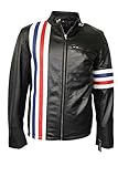 Reißverschluss Smart Range \'Easy Rider\' Männer SCHWARZ Motorrad-Art-Radfahrer-reales Lammfell-Lederjacke (L)