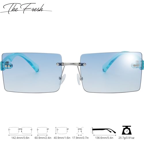 Image of The Fresh Minimalist Small Rectangular Sunglasses Clear Eyewear - Exquisite Packaging