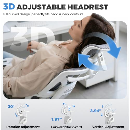 Image of Office Desk Chair, Ergonomic Chairs Comfy with Adjustable Lumbar Support