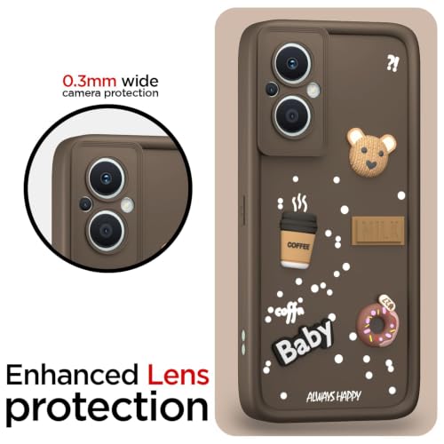 Image of Bintage Cute Fun Taddy Cartoon 3D Ball Bear Milk Donut Coffee Cup Silicon Case Full Body & Camera Protection Back Cover Compatible for OnePlus Nord N20 5G - Brown