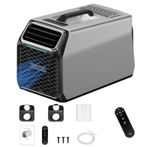 Climatizzatore portatile da campeggio 5000 BTU per tenda e camper, condizionatore DC con compressore GMCC, auto-evaporante, timer e modalità sleep per furgone, camion, piccoli ambienti Gray