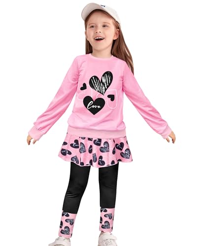 Image of Toddler Kid Girl Clothing Set Outfit Long Sleeve Top, Unicorn Print Pantskirts Fall Winter Outfit Set