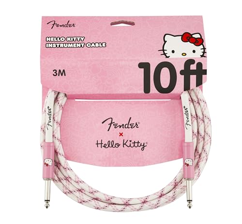 Fender x Hello Kitty Cable tela blanco/rosa, 10 pies