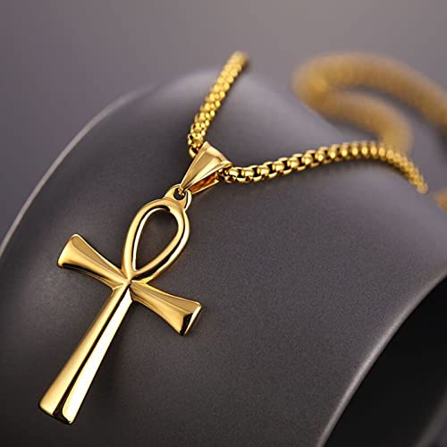 Ankh Necklace Coptic Ankh Cross Pendant Necklace Egyptian Jewelry Religious Ankh Necklace Christmas Gift for Women Men（Silver/Gold Plated）3