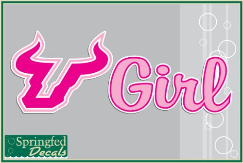 USF BULLS GIRL w/BULL HORNS in PINK 4" Vinyl Decal South Florida Car Truck Sticker