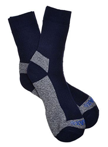 WB SOCKS 2 Pairs of Thick Cotton Coolmax walking Socks cushioned foot , Men's/ Large 8-11, Blue