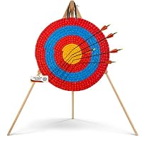 Stronghold Strohzielscheibe - 50x50x5cm + Ständer im Set Zielscheibe Bogenschießen für Kinder und Erwachsene Bogensport Schießscheibe für Pfeil und Bogen (Scheibe blau/rot)