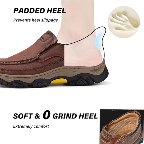 Men's Vintage Leather Mid-top Hands Free Chukka Boots Comfortable Handmade Non-Slip Wear resistance Outdoor Lightweight Casual Boots Driving Walking Hiking Work Loafers4