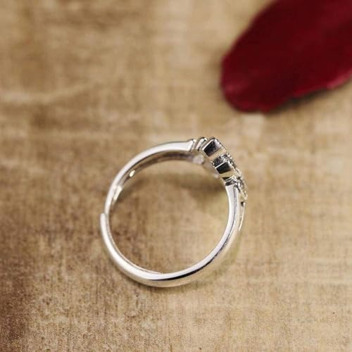 Bague réglable diamant et marcassite en argent résistant S925