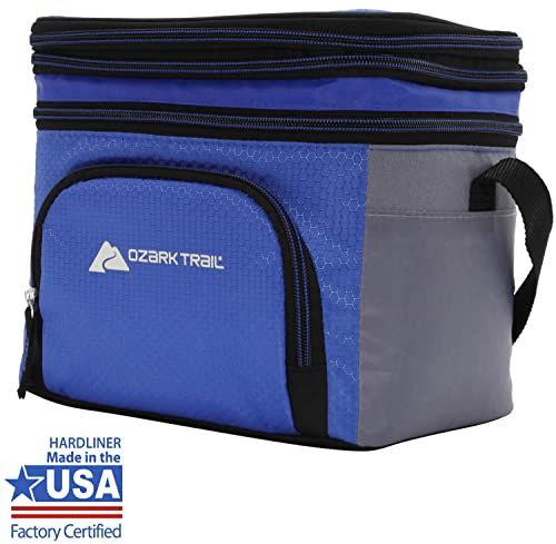 Ozark Trail Small 6 Can Cooler Lunch Bag Insulated Hot/Cold Thermal Tote Front Zipper Soft Sided For Men/Women/Work/School/Hiking/Camping/Beach, Blue #TOP3