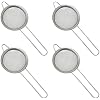 Honbay 4PCS 3.15 Inch Small Tea Strainers Mini Cocktail Strainer Stainless Steel Fine Mesh Strainer Colander Bar Strainer Tool Food Flour Egg White Loose Tea Strainer with Handle