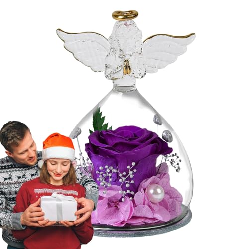 Générique Angelo in rosa eterno – Figura d'angelo con rosa, regalo di conservazione, decorazione con rose all'interno, per San, compleanno, festa della mamma, Anniv