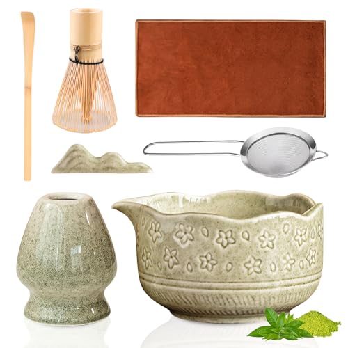 Service A Thé Matcha,7 Pièces Ensemble A Thé Matcha,Ensemble De Fouets A Matcha,Kit De Cérémonie A Matcha Pour La Préparation Traditionnelle Du Thé Matcha
