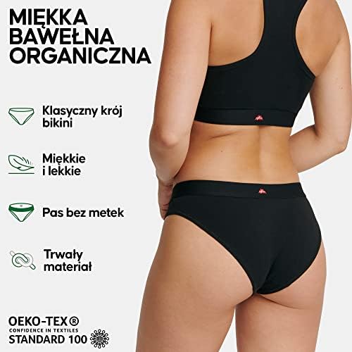 DANISH ENDURANCE Majtki Damskie Bawełniane, Organiczne Materiały, Wielokolorowe, 3-PACK