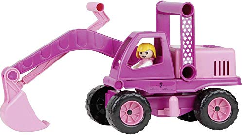 Pelleteuse avec bras mobile LENA 04102, véhicule de chantier rose robuste de 35 cm