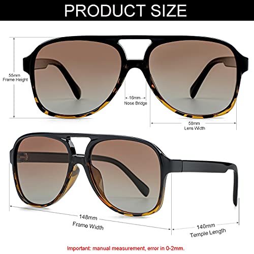 Image of Polarized Classic Vintage Aviator Sunglasses for Men Women Large Frame Retro 70s Sunglasses