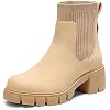 DREAM PAIRS Womens Elastic Chelsea Ankle Boots Fashion Low Chunky Heel Platform Lug Sole Short Booties Shoes