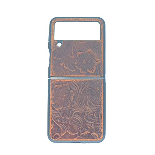JJNUSA Handgefertigte Ledertasche für Samsung Galaxy Z Flip 4 5G 2022 Back Cover Case Cover